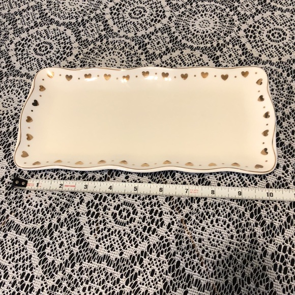 Elegance Trinket Serving Dish Tray with Gold Trim and Hearts NWOT - Picture 4 of 6